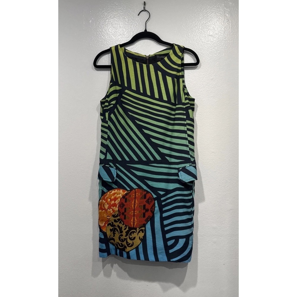 Desigual Striped Sheath Dress Size 38 Art To Wear Artsy Asian Inspired Boho READ